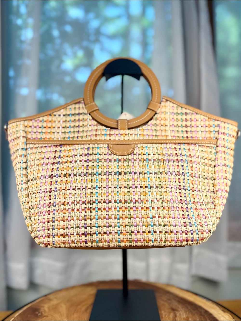 NWT Fossil Avignon Multi Woven Satchel Tote Crossbody Perfect Summer Bag! - Picture 4 of 16